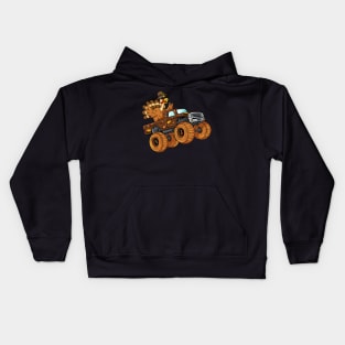 Thanksgiving Turkey Riding Monster Truck Boys Kids Kids Hoodie